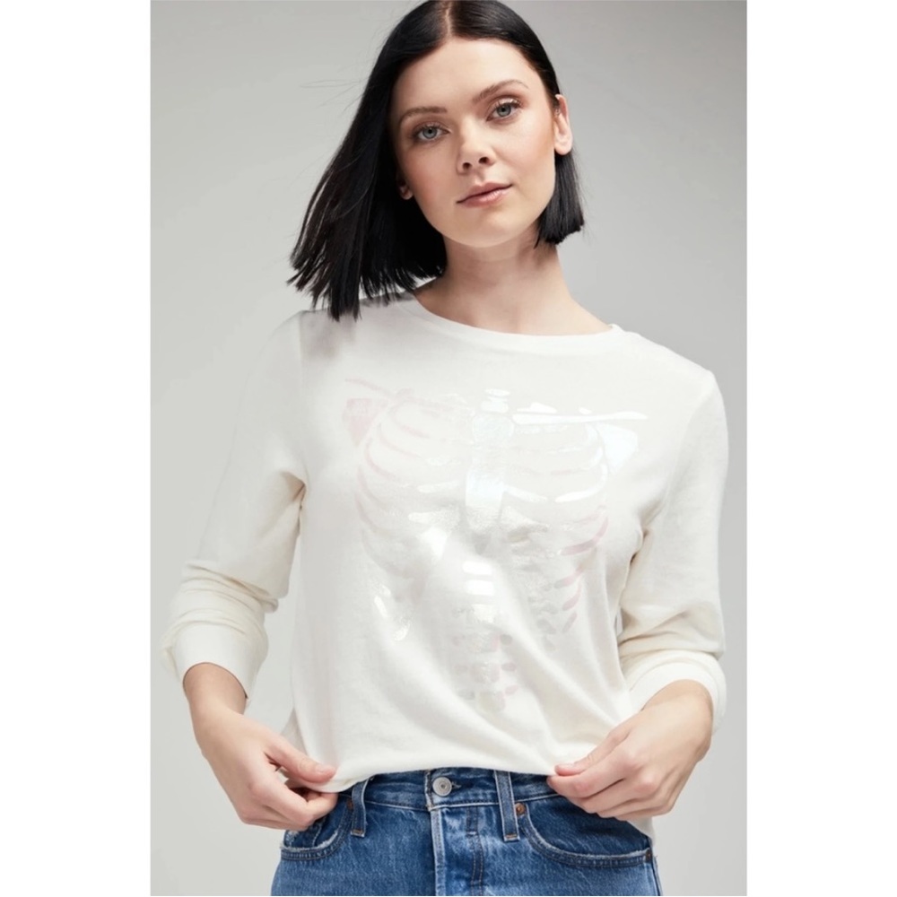 NWT Wildfox Foil Skeleton Rib Cage BBJ Pullover Sweater Small